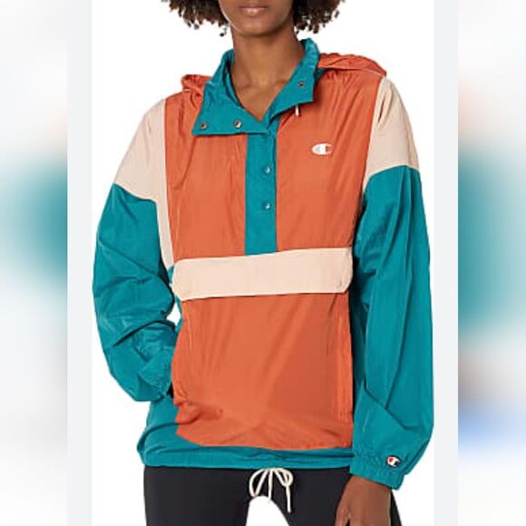 Champion Colorblocked Wind Breaker Pullover Kangaroo Pocket Size L - Picture 1 of 11